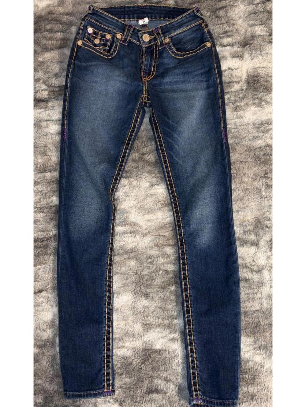 True Religion Jennie Curvy Skinny Jeans | Sz 24 | Big T Stitch